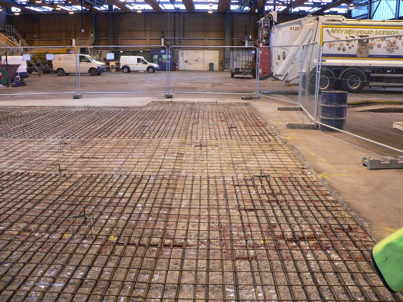 Steel reinforcement in place before the pour