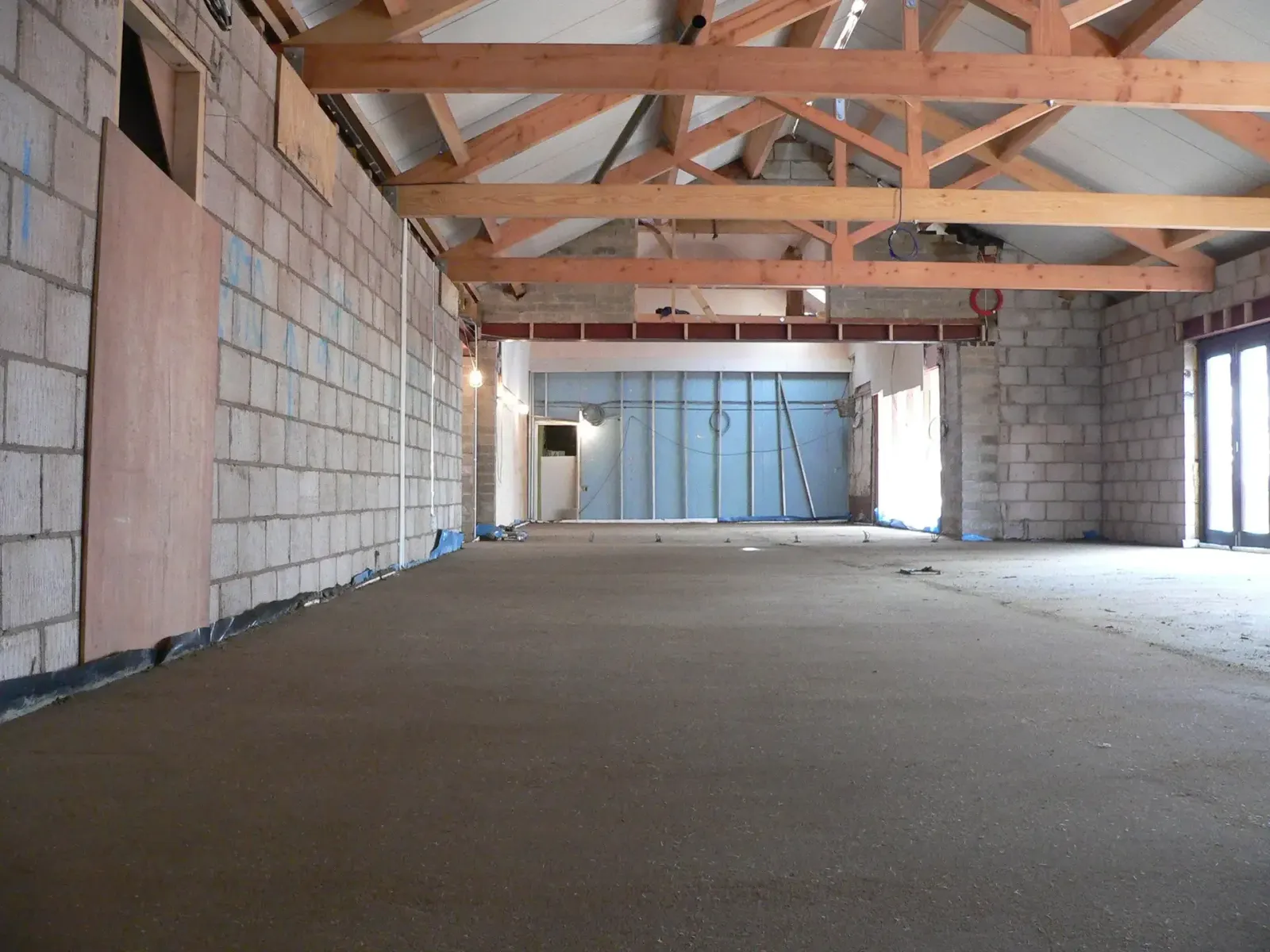 Sand and cement screed laid in the banqueting hall at Goosedale